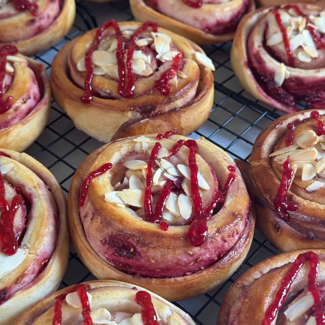 Raspberry Rose Almond Bun